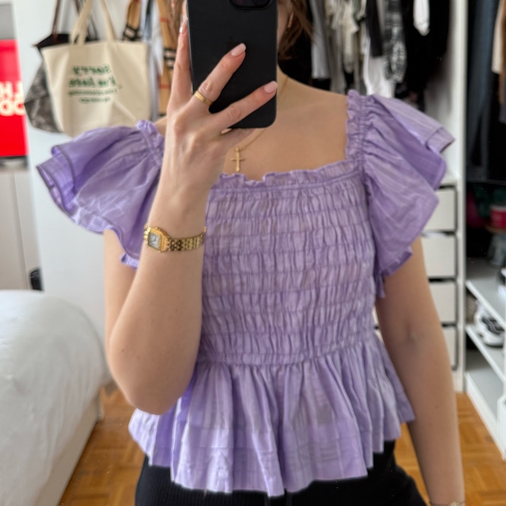 Banana Republic Purple Ruffle Top